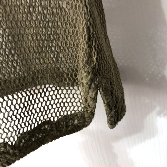 DKNY Jeans Embroidered Mesh Top Size Small Green - Picture 4 of 7